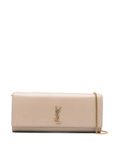 Saint Laurent Kate Clutch Bag In Neutral