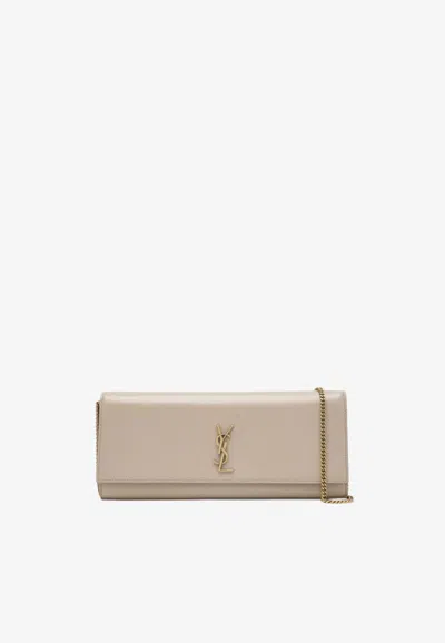Saint Laurent Kate Clutch Bag In Sand