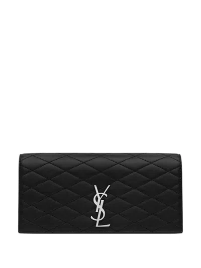 Saint Laurent Kate Quilted Leather Clutch In Black