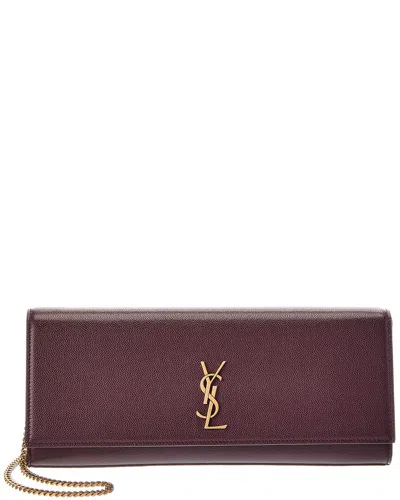 Saint Laurent Kate Leather Clutch In Red