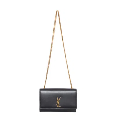 Saint Laurent Kate Leather Shoulder Bag In Black