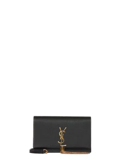 Saint Laurent Kate Leather Wallet On Chain Bag In Black