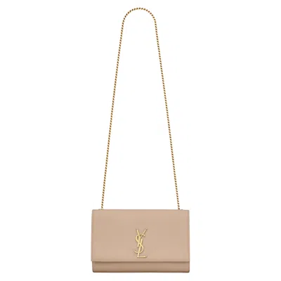 Pre-owned Saint Laurent Kate Medium Chain Bag 'dark Beige' In Tan