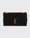Saint Laurent Kate Medium Reversible Ysl Crossbody Bag In Suede And Smooth Leather In Black