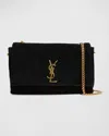 Saint Laurent Kate Medium Reversible Ysl Crossbody Bag In Suede And Smooth Leather In Black