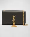 Saint Laurent Kate Medium Tassel Ysl Wallet On Chain In Grained Leather In Black