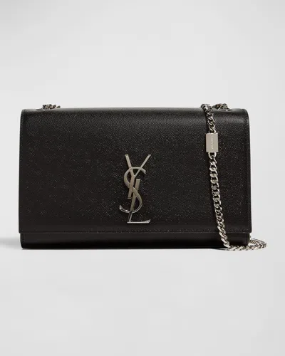 Saint Laurent Kate Medium Ysl Crossbody Bag In Grained Leather In Black