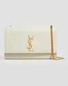 Saint Laurent Kate Medium Ysl Crossbody Bag In Grained Leather In White