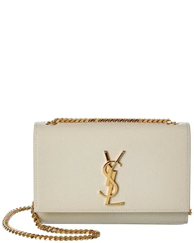 Saint Laurent Kate Monogram Small Leather Wallet On Chain In White