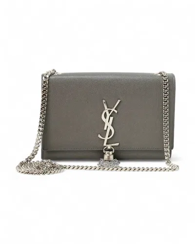 Saint Laurent Kate Nappina Small Grained Grey In Gray