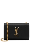 Saint Laurent Kate Pebbled-leather Wallet-on-chain In Black