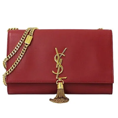 Saint Laurent Kate Red Leather Shoulder Bag () In Burgundy