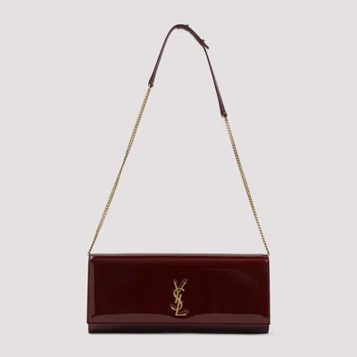 Saint Laurent Kate Patent Leather Shoulder Bag In Burgundy