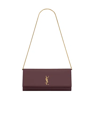 Saint Laurent Kate Chain Logo Clutch Bag In Purple