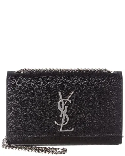 Saint Laurent Kate Small Grain De Poudre Leather Shoulder Bag In Black