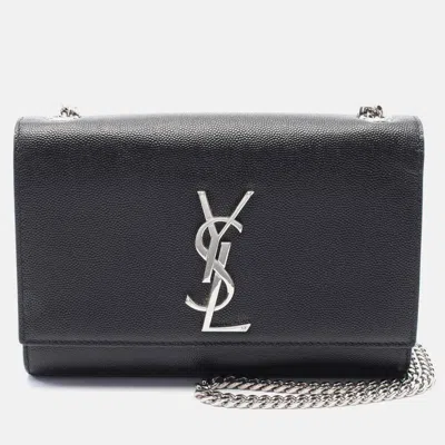 Pre-owned Saint Laurent Kate Small Leather Shoulder Bag Black