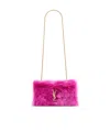 Saint Laurent Kate Small Reversible In Shearling In Pink