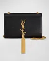 Saint Laurent Kate Small Tassel Ysl Wallet On Chain In Grained Leather In Black
