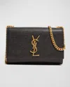 Saint Laurent Kate Small Ysl Crossbody Bag In Grained Leather In Black