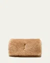 Saint Laurent Kate Small Ysl Crossbody Bag In Shearling In Sahara