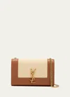 SAINT LAURENT KATE SMALL YSL WALLET ON CHAIN IN LINEN AND LEATHER