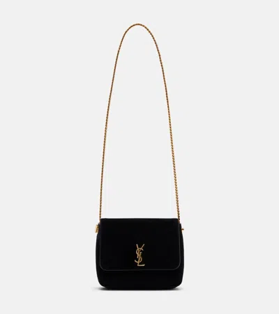 Saint Laurent Kate Suede Shoulder Bag In Black