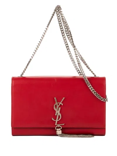 Pre-owned Saint Laurent Kate Tassel Shoulder Bag In Red