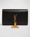 Saint Laurent Kate Tassel Ysl Wallet On Chain In Grained Leather In Black