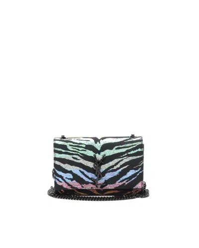Saint Laurent Kate Tiger Print Bag In Blue