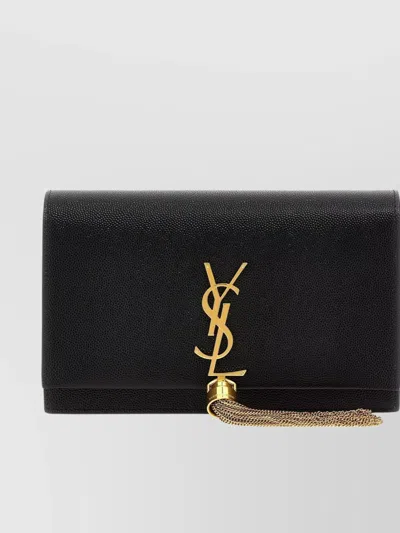Saint Laurent 'kate' Wallet With Chain Strap And Tassel Detail In Black