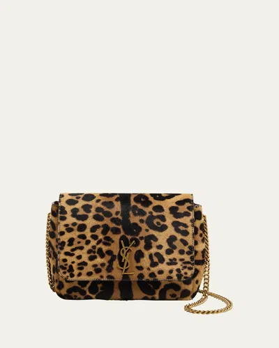 Saint Laurent Kate Ysl Shoulder Bag In Leopard-print Calf Hair In Brown