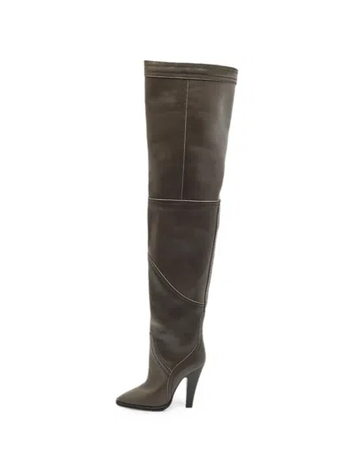 Pre-owned Saint Laurent Kensington Over-the-knee Boots In Green