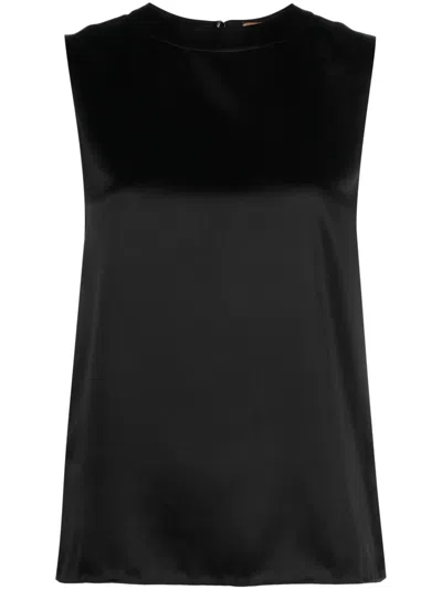 Saint Laurent Keyhole-detail Silk Tank Top In Schwarz