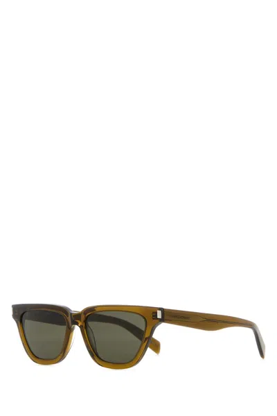 Saint Laurent Khaki Acetate Sl 462 Sunglasses In Pattern