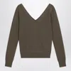 Saint Laurent Khaki Cashmere Sweater In Gray