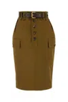 Saint Laurent Khaki Cotton Blend Skirt In Kaki
