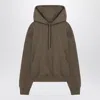 Saint Laurent Logo Embroidered Hooded Sweatshirt In Green