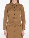 Saint Laurent Khaki Jacket With Belt In Brown
