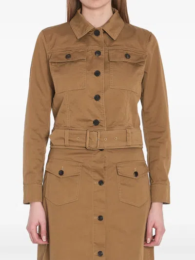 Saint Laurent Khaki Jacket With Belt In Brown