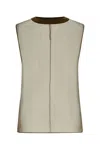 Saint Laurent Muslin Top With Textured Fabric And Contrast Trim In Green