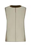 Saint Laurent Muslin Top With Textured Fabric And Contrast Trim In Kakidore