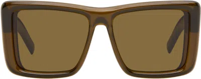 Saint Laurent Khaki Sl 900 Howl Sunglasses In Brown