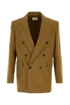 Saint Laurent Tailored Wool Blazer Featuring Peak Lapel In Brown