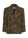 Saint Laurent Multicolor Wool Oves Aries Full-length Jacket In Green