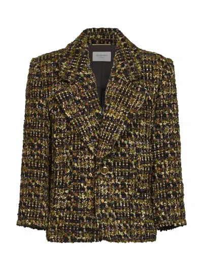 Saint Laurent Khaki Wool Tweed Jacket