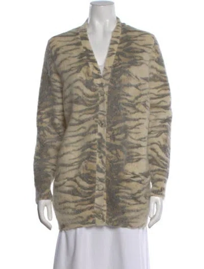 Pre-owned Saint Laurent Kid Mohair Animal Print Sweater In Neutral