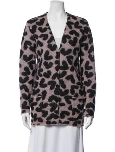 Pre-owned Saint Laurent Kid Mohair Animal Print Sweater In Pink
