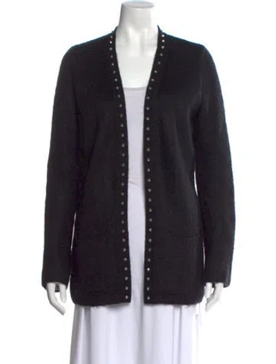 Pre-owned Saint Laurent Kid Mohair Open Front Sweater In Black