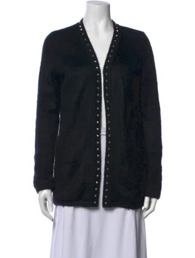 Pre-owned Saint Laurent Kid Mohair Open Front Sweater In Black