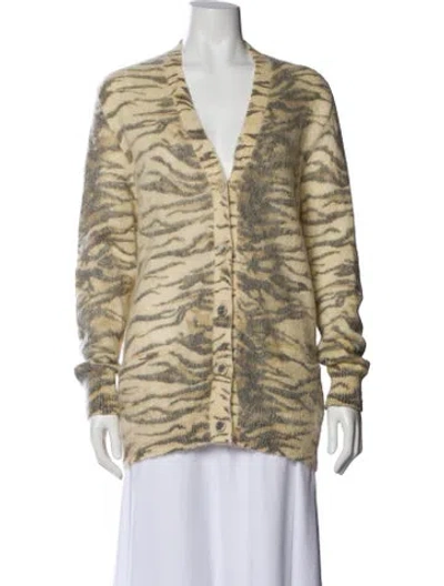 Pre-owned Saint Laurent Kid Mohair Printed Sweater In Neutral